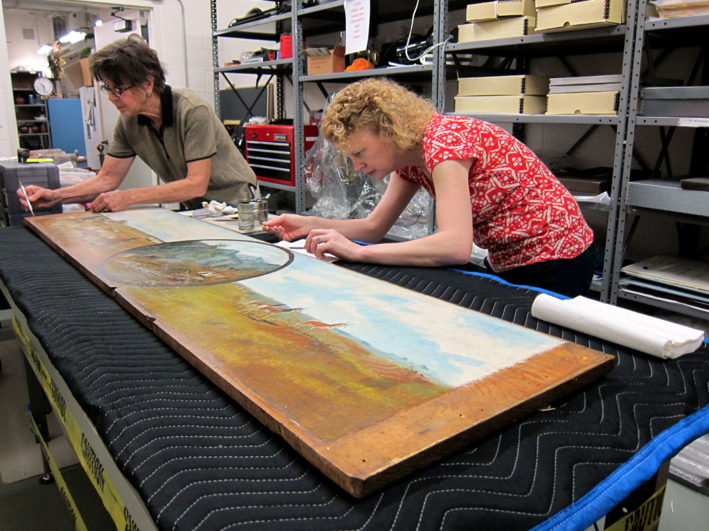 Helen and Donna at work