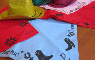 a group of bandanas and cowboy hats