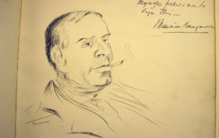 drawn portrait of a man smoking a cigarette
