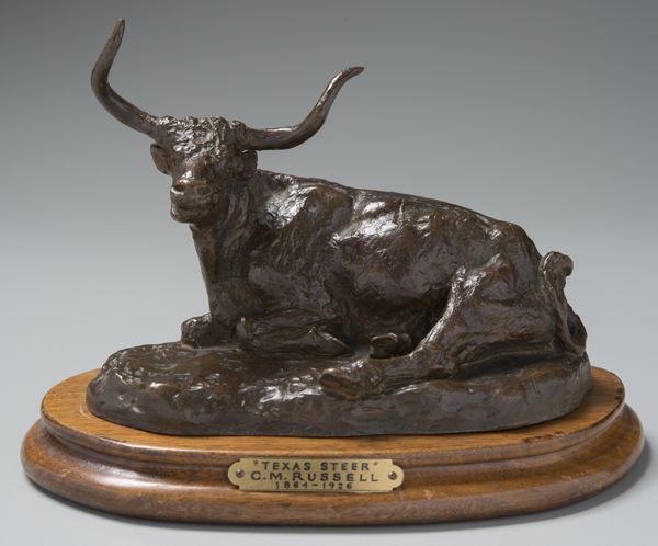 bronze of a seated steer