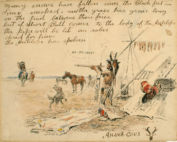 An illustrated letter depicting an indigenous American scene.