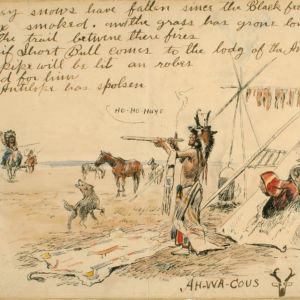 An illustrated letter depicting an indigenous American scene.