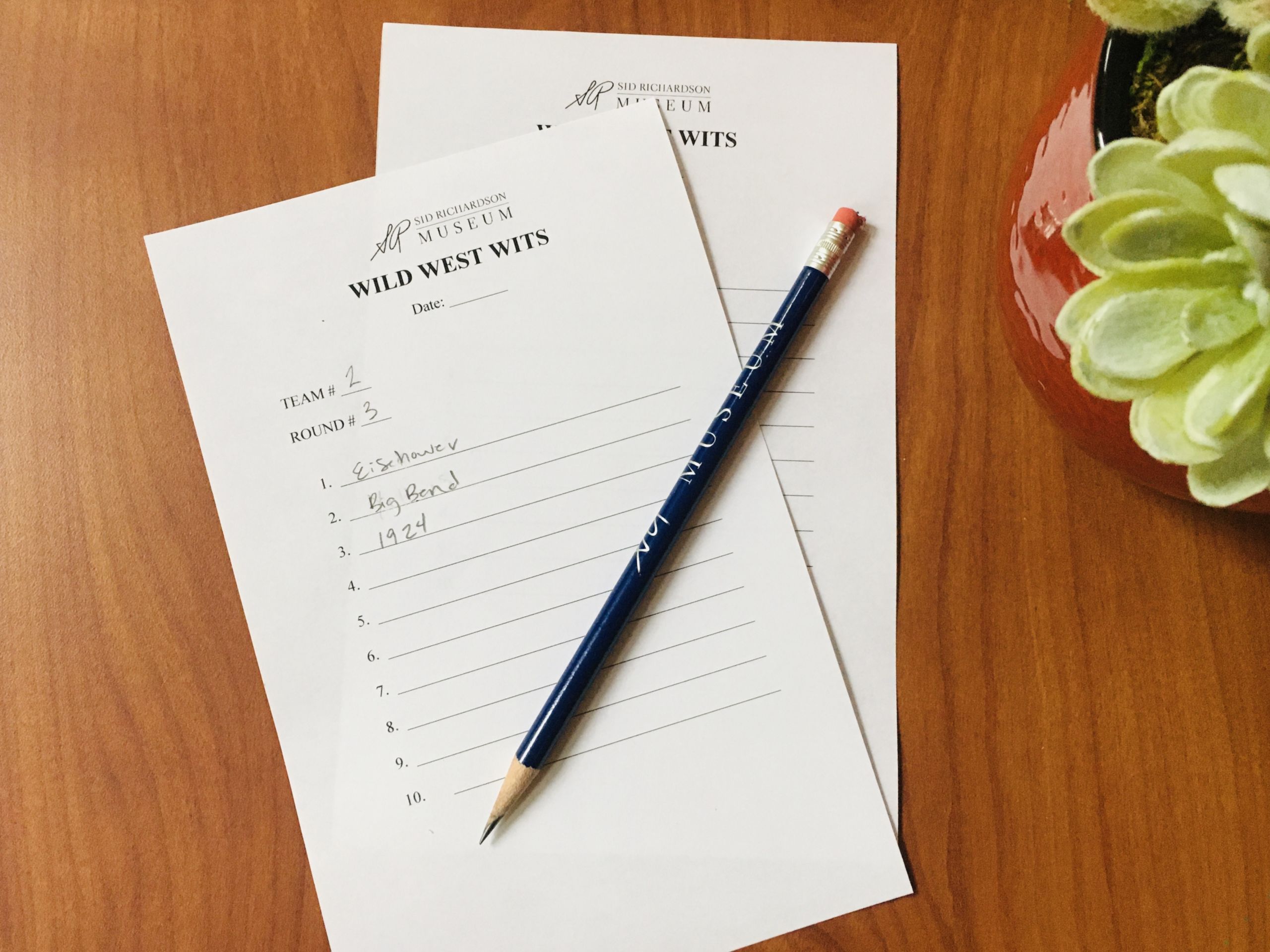 trivia answer sheets with pencil