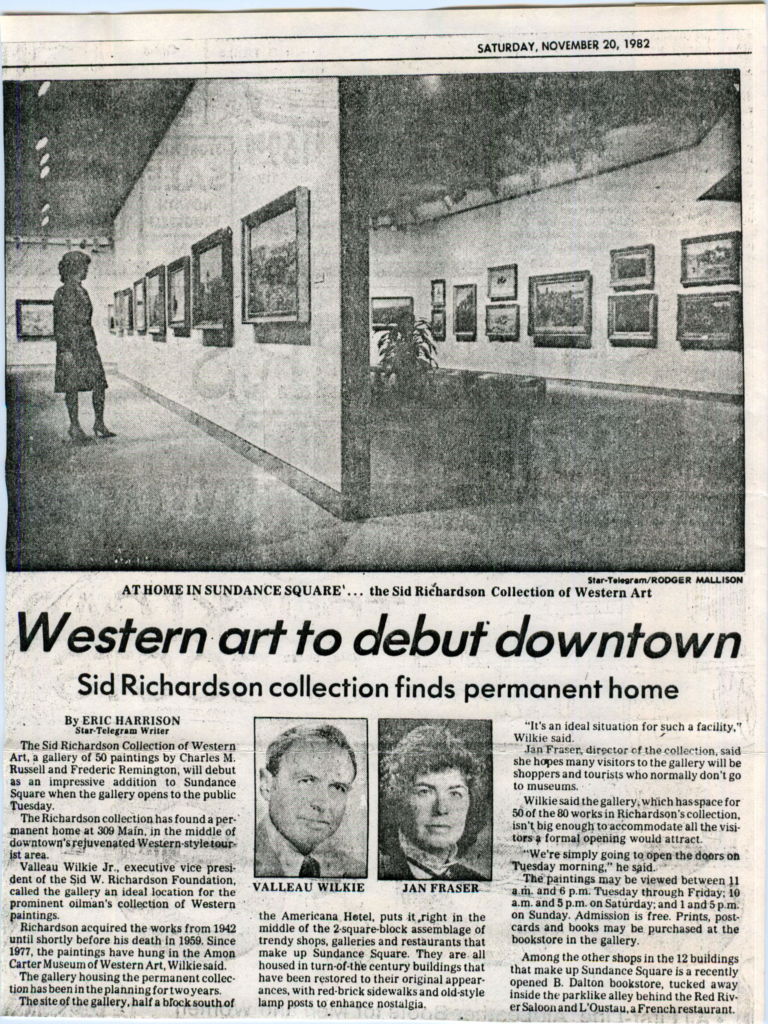 Copy of Sid Richardson Museum newspaper article from 1982