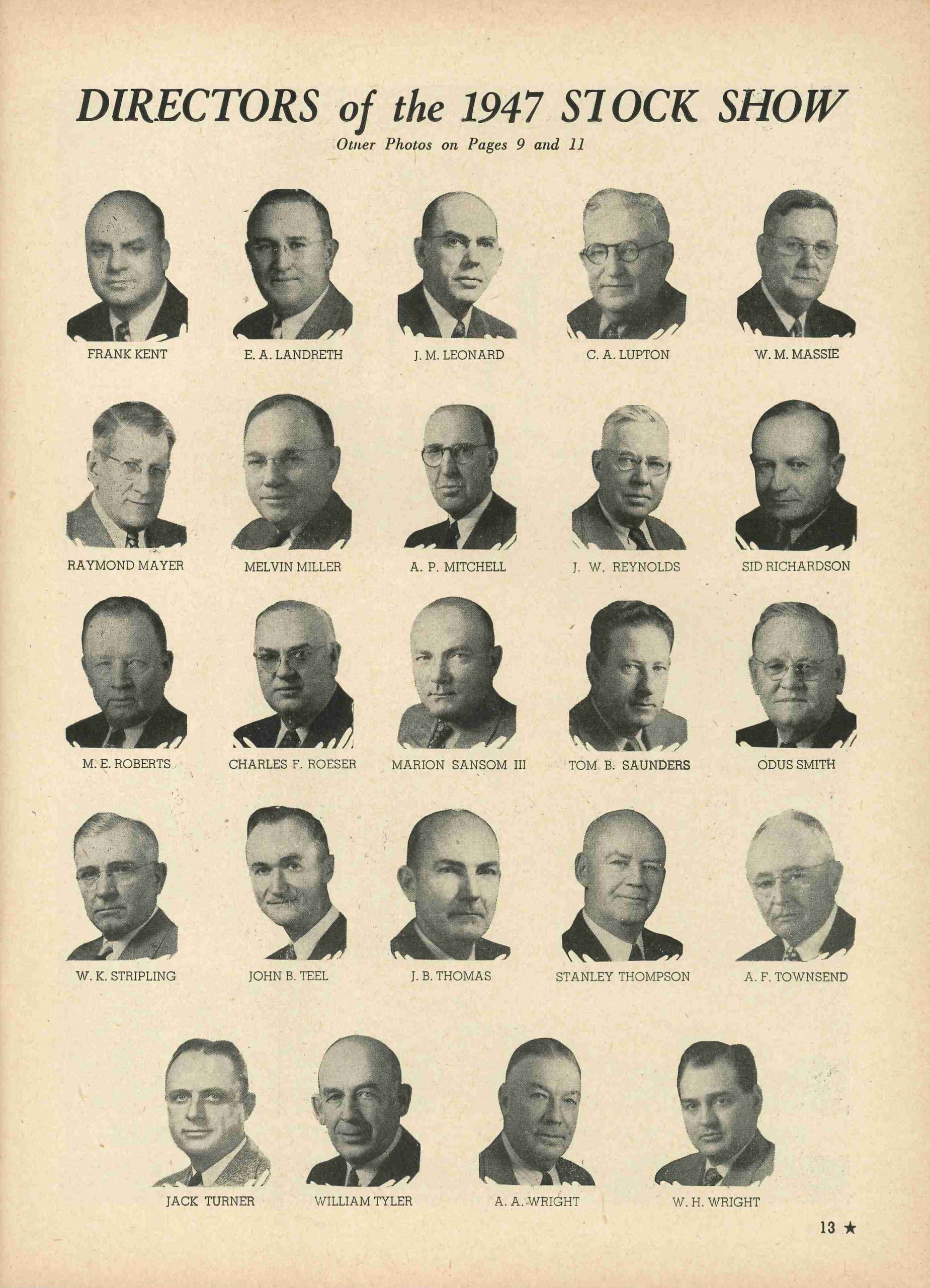 A page from the stock show annual displaying five rows of older, white men's portraits