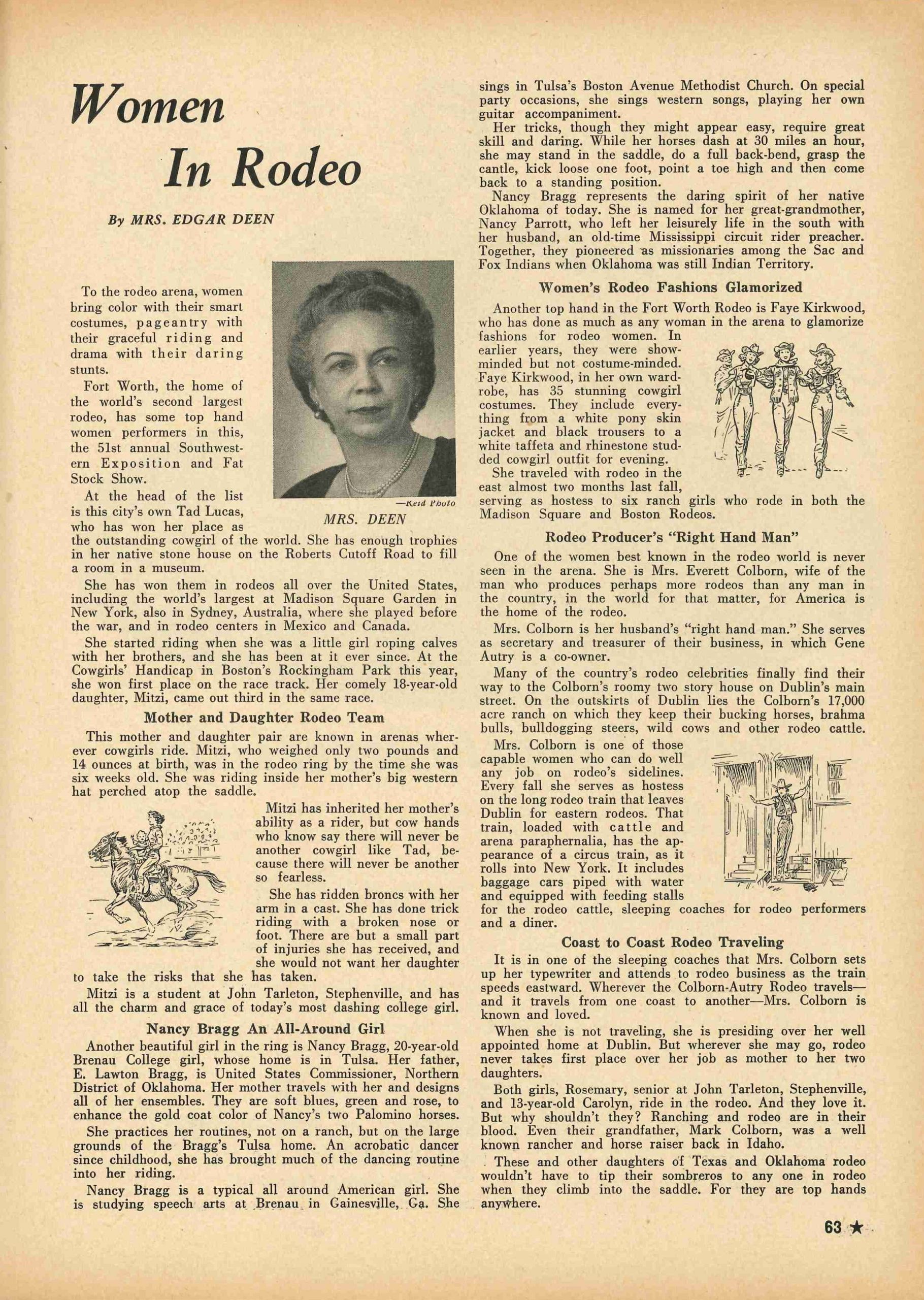 Page from stock show annual with essay about women in rodeo