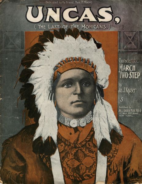 Sheet Music Cover with image of American Indians wearing a headdress