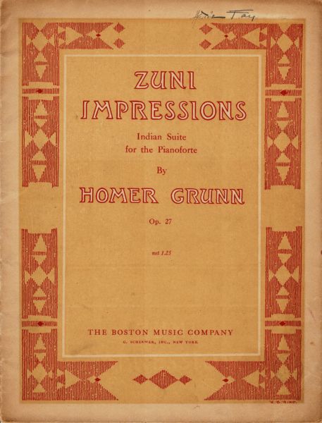 Sheet music cover for Homer Grunn's Zuni Impressions