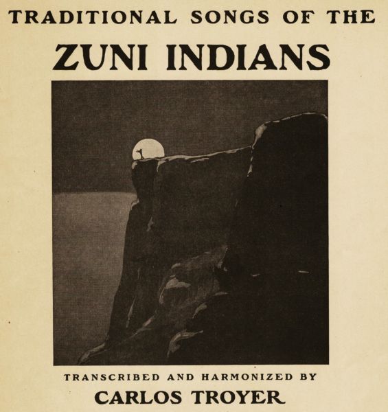 Sheet music cover with image of cliffs in moonlight