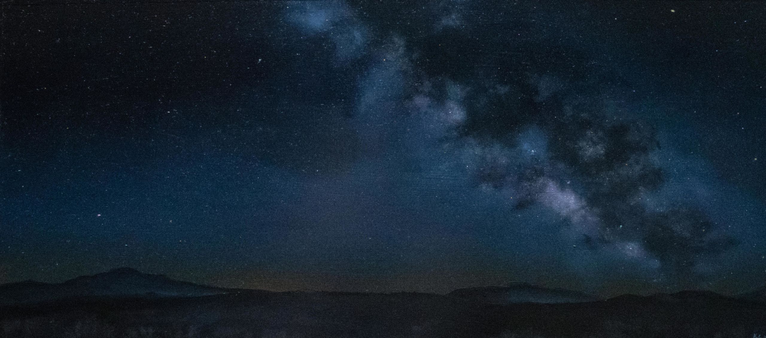 painting of night sky above desert landscape