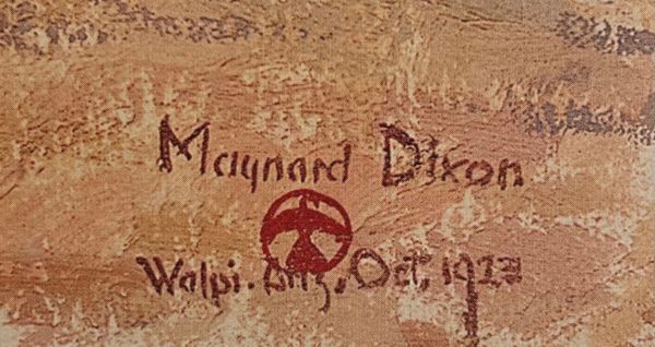 Detail of Maynard Dixon signature with monogram of a bird