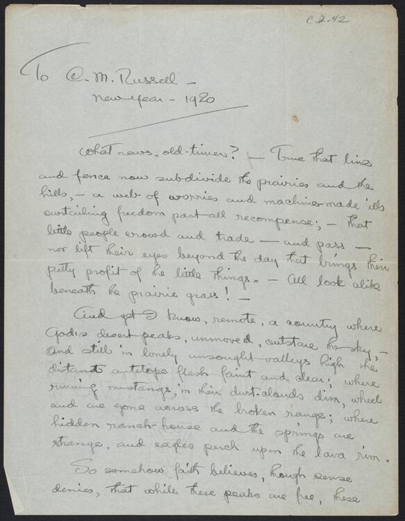 Maynard Dixon letter, page 1