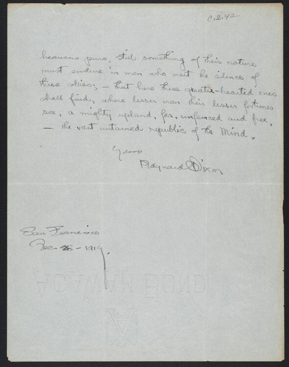 Maynard Dixon letter, page 2