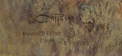 detail of artist signature and inscription