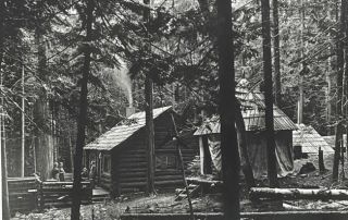 log cabin in the woods