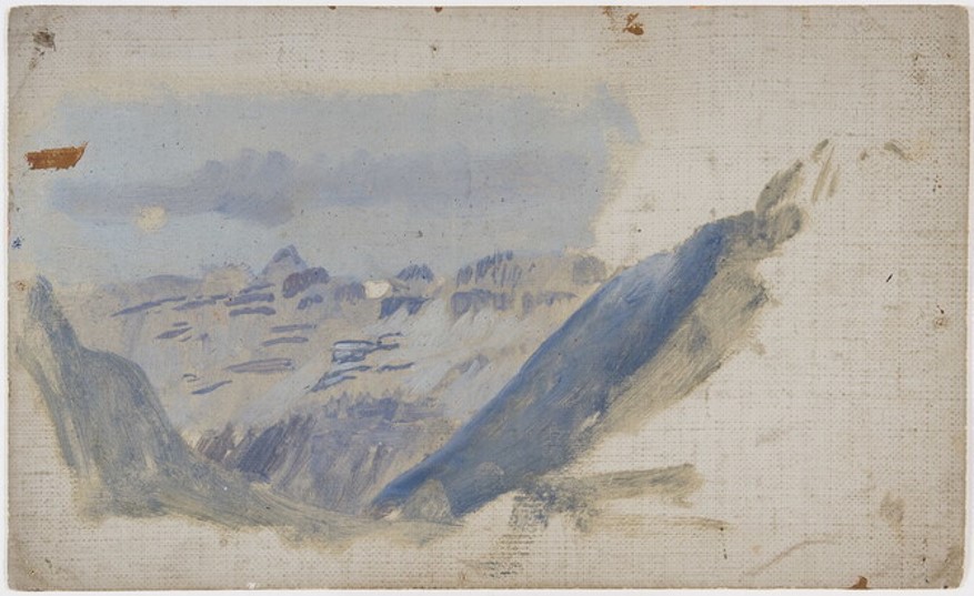 oil sketch of mountain scenery