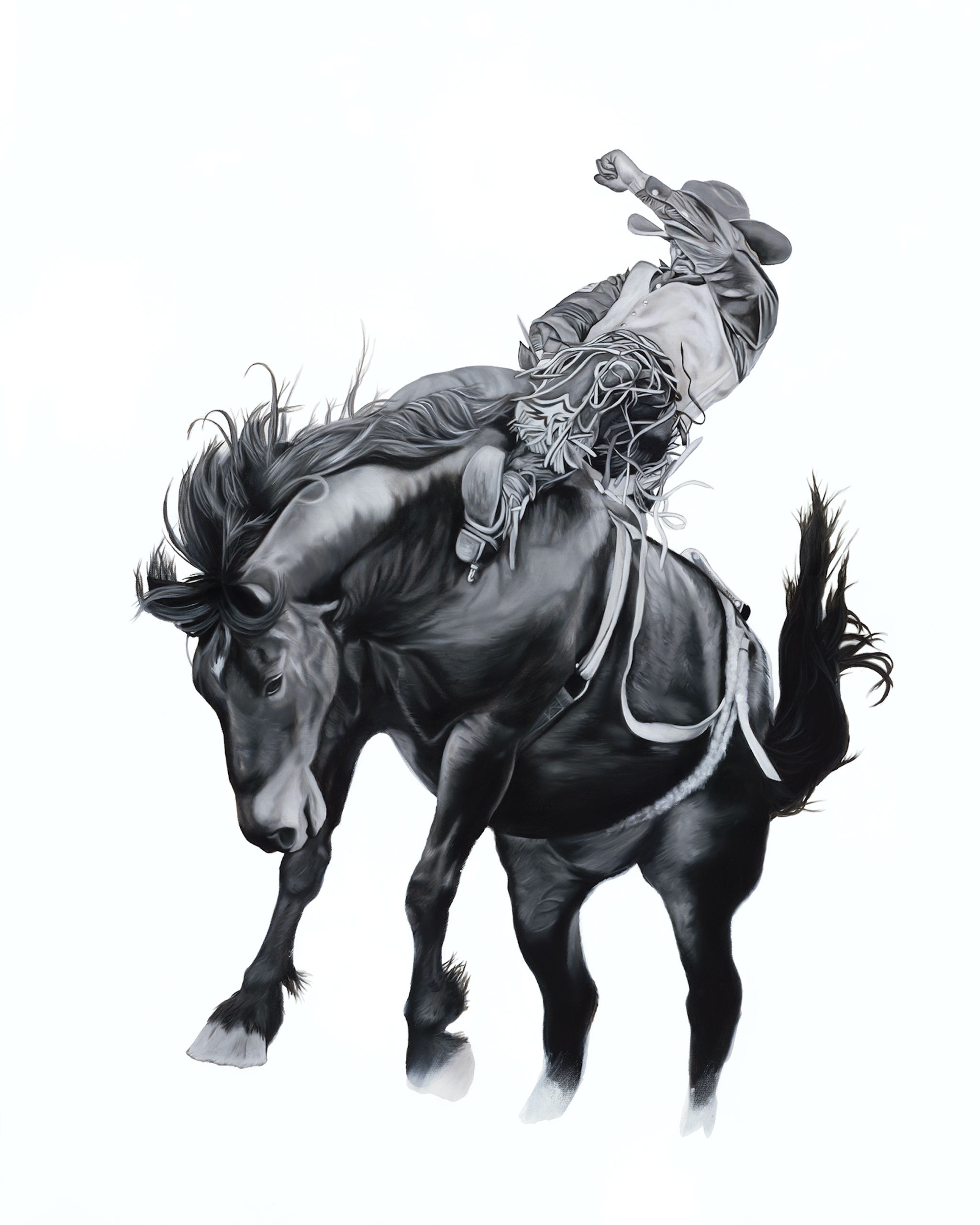 bronc horse bucking a cowboy