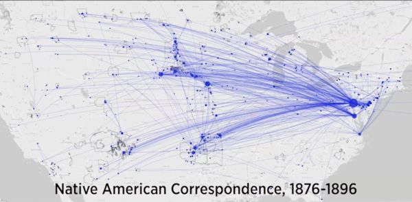 US map with connecting lines to various points across different states