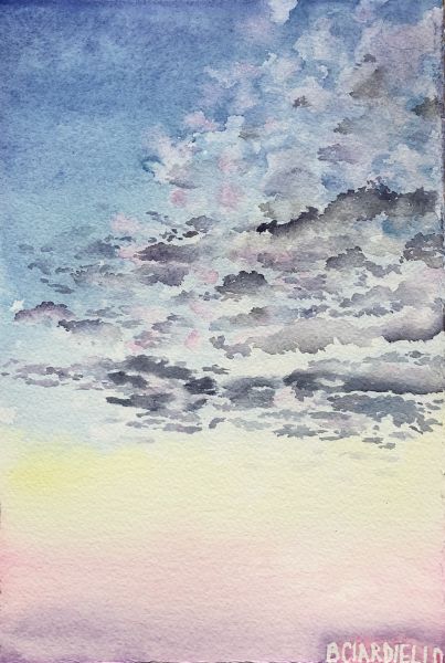 watercolor painting of clouds