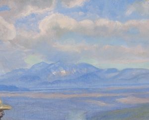 close up of clouds in painting